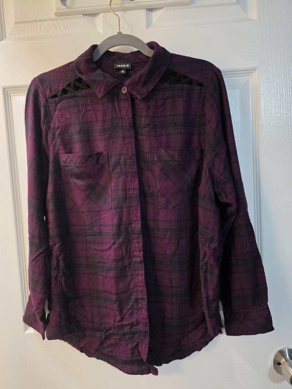 Torrid Purple Plaid Button-Down Shirt Size 0